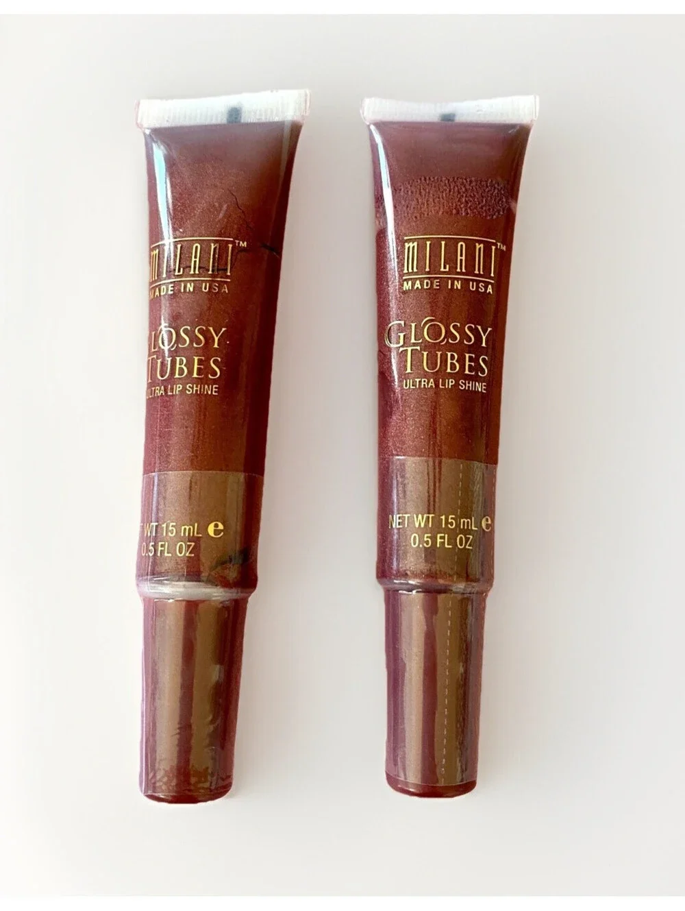 2-Pack New MILANI Glossy Tubes Lip Gloss in Bermuda Bronze (Sealed)